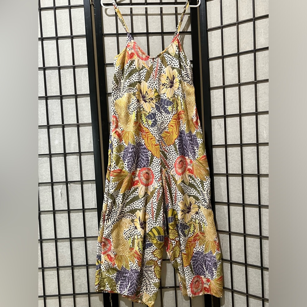 WORLD MARKET Tropical LEOPARD PRINT Floral Wide-Leg Jumpsuit - Multicolor SZ S/M